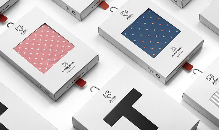 Packaging design for adam underwear that makes you smile